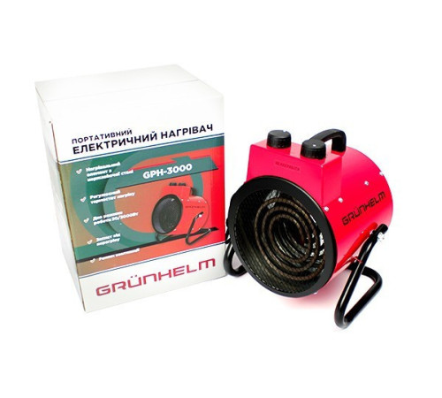 Теплова гармата Grunhelm GPH-3000 265х325х350 мм Обігрівач для технічних приміщень Вітродуйчик