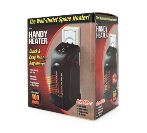Тепловентилятор Handy Heater 400 Вт 165х100х85 мм Компактний кімнатний нагрівач Електричний тепловентилятор з таймером