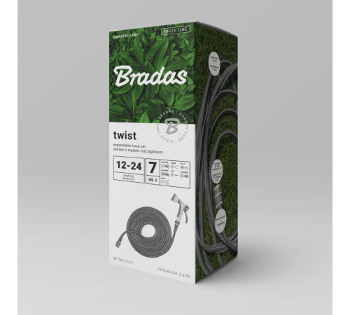Шланг з пістолетом для поливу Вradas Twist House WTW1224GY Сірий 12-24 м Еластичний шланг для поливу Гнучкий садовий шланг