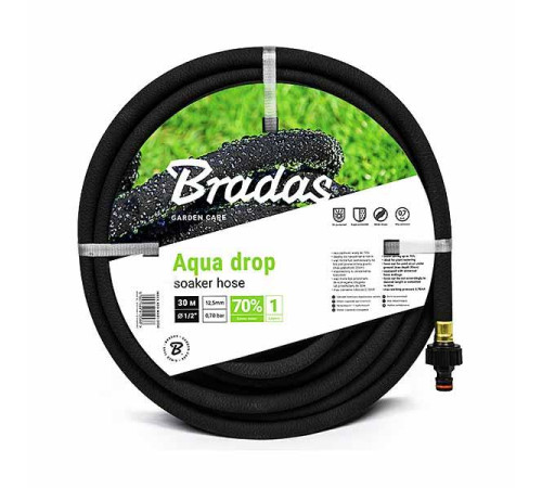 Шланг сочащийся Bradas Aqua-Drop WAD1/2030 1/2" 30 м Потіючий шланг для крапельного поливу Чорний шланг для поливу сочащийся