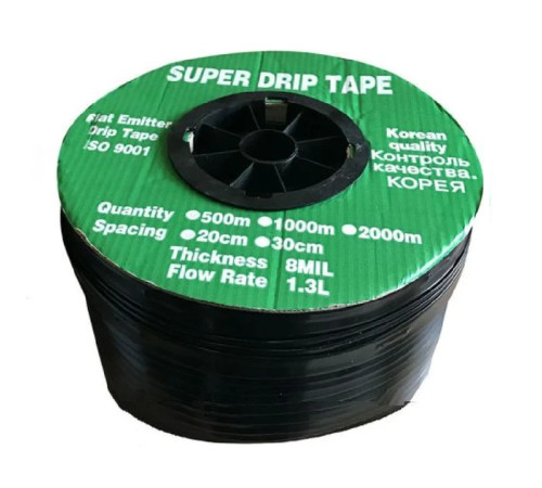 Емітерна крапельна стрічка Super Drip Tape D16 Крок 20 см 500 м Поливальна стрічка для крапельного поливу Стрічка емітерна крапель