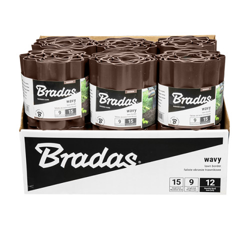 Бордюр хвилястий садовий Bradas OBFB 0915 Коричневий 9м х 15см Садовий бордюр Хвилястий бордюр