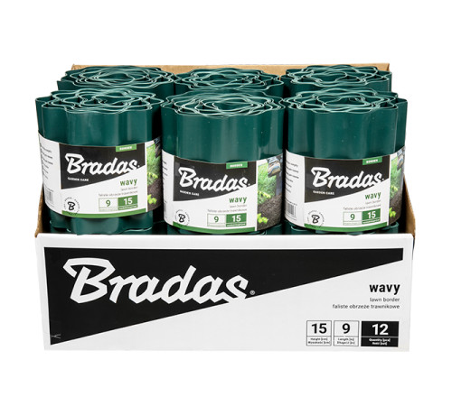Бордюр хвилястий садовий Bradas OBFG 0915 Зелений 9м х 15см Садовий бордюр пластиковий Ландшафтний бордюр