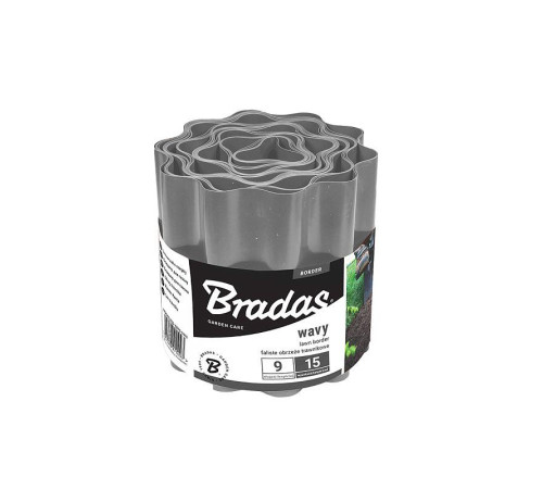 Бордюр хвилястий садовий Bradas OBFGY 0920 Сірий 9м х 20см Садовий бордюр для клумби пластиковий Стрічковий бордюр для клумби