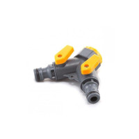 Кран кульовий Yimai 5002 на 2 виходи 1/2"-3/4" Пластиковий кульовий кран для шланга Кран для садового поливу