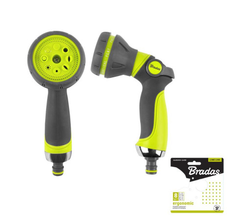 Пістолет для поливу Bradas Ergonomic Lime line LE-5114 8-функціональний пістолет-розпилювач Водяний пістолет для поливу