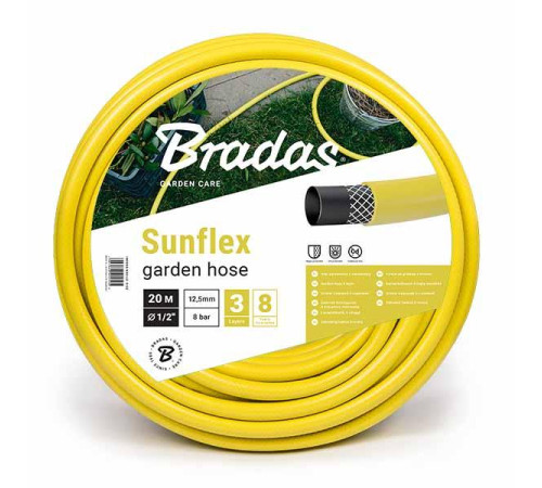 Шланг для поливу Bradas Sunflex WMS1/220 1/2" 20 м Садовий тришаровий шланг Поливні шланги