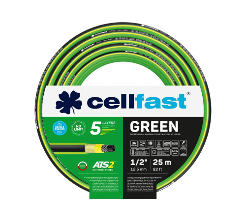 Шланг садовий Cellfast Green ATS2 1/2” 25 м ПВХ шланг для поливу саду та городу