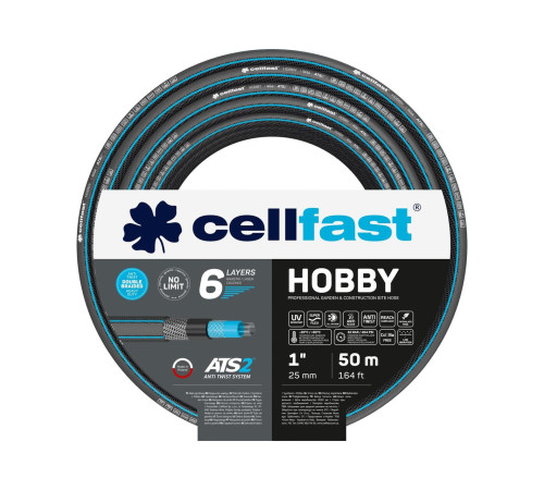 Шланг садовий Cellfast Hobby ATS2 1” 50 м Поливальний шланг для теплиць Шланг шестишаровий для поливу